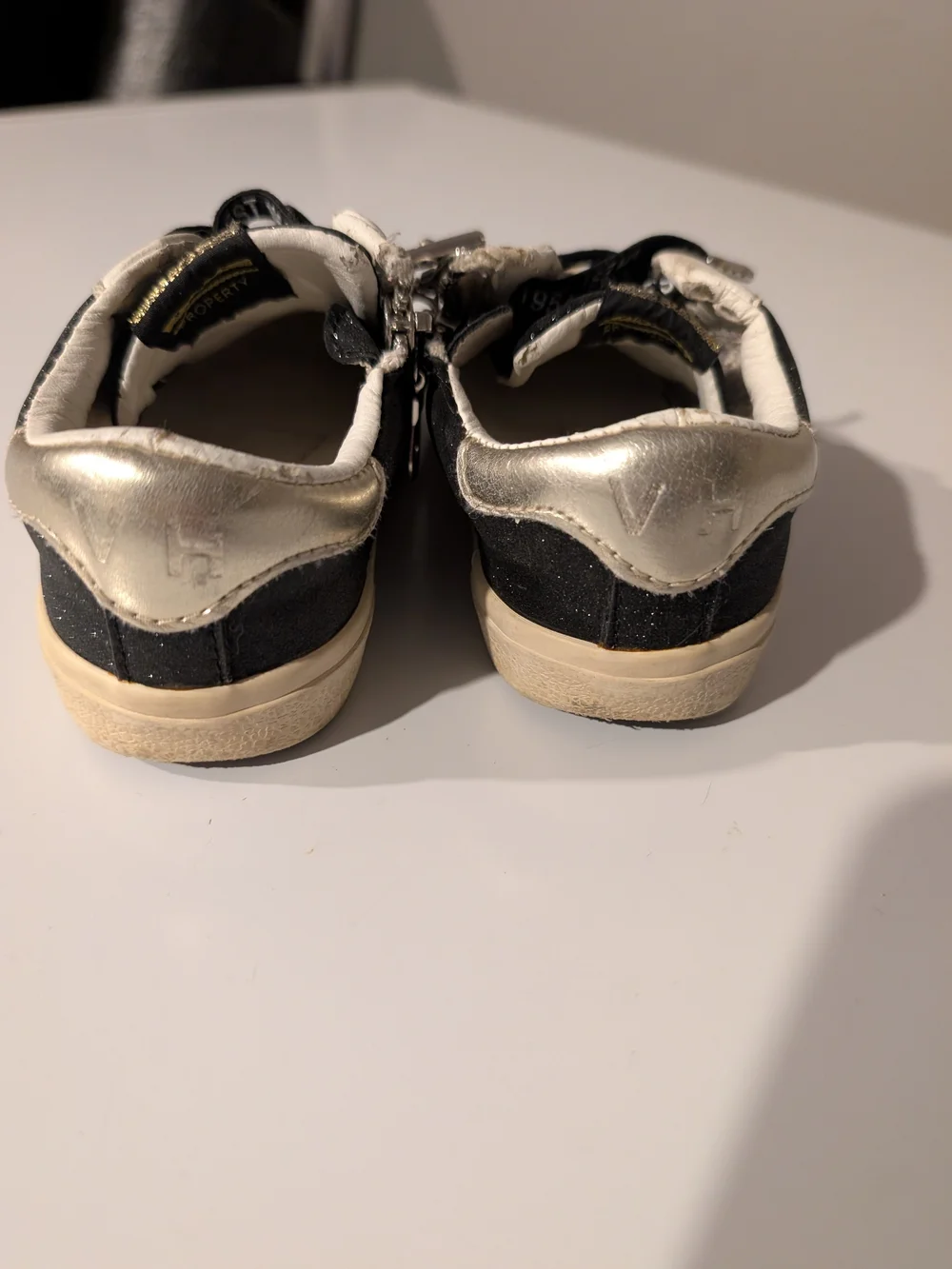 Vintage Havana Black & White Glitter Kids Sneakers